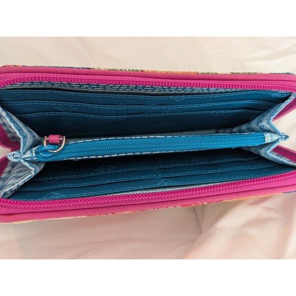 Vera Bradley Pink Blue Floral Superbloom Zip Closure Wallet - Picture 4 of 8